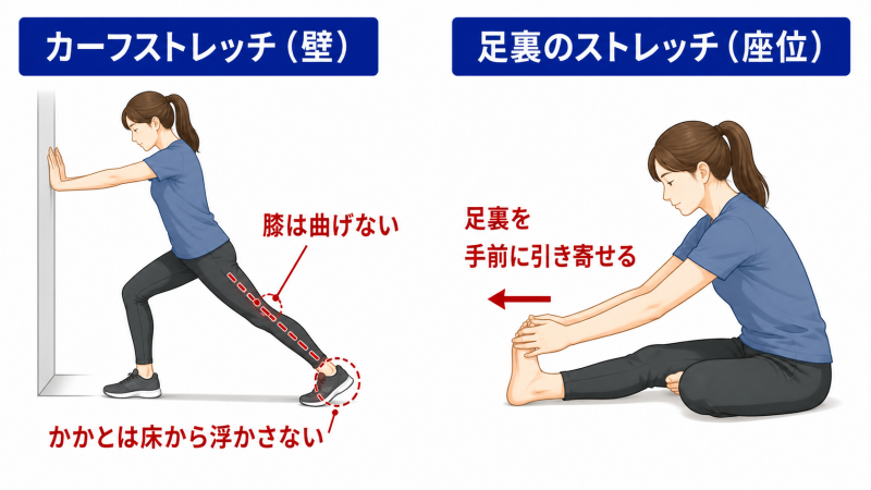 足裏とふくらはぎを伸ばして柔軟性を高める
