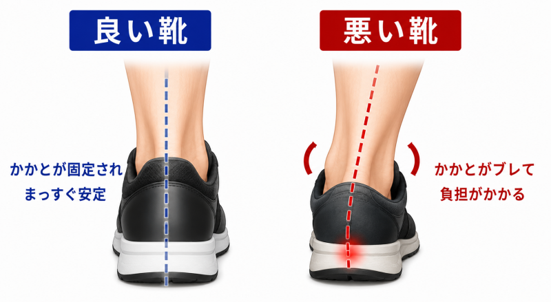 かかとが安定している靴を選ぶ