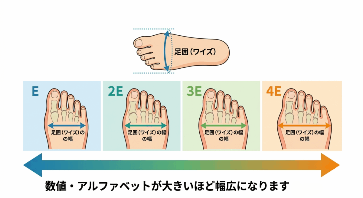 足長と足囲の両方を確認する