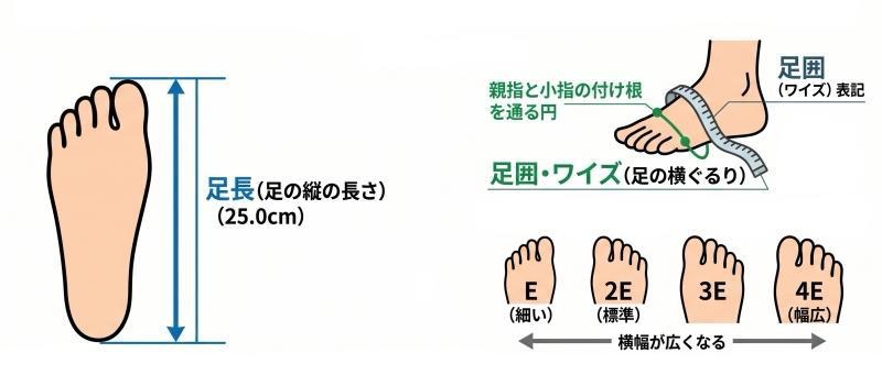 サイズやワイズが足の形に合っていない